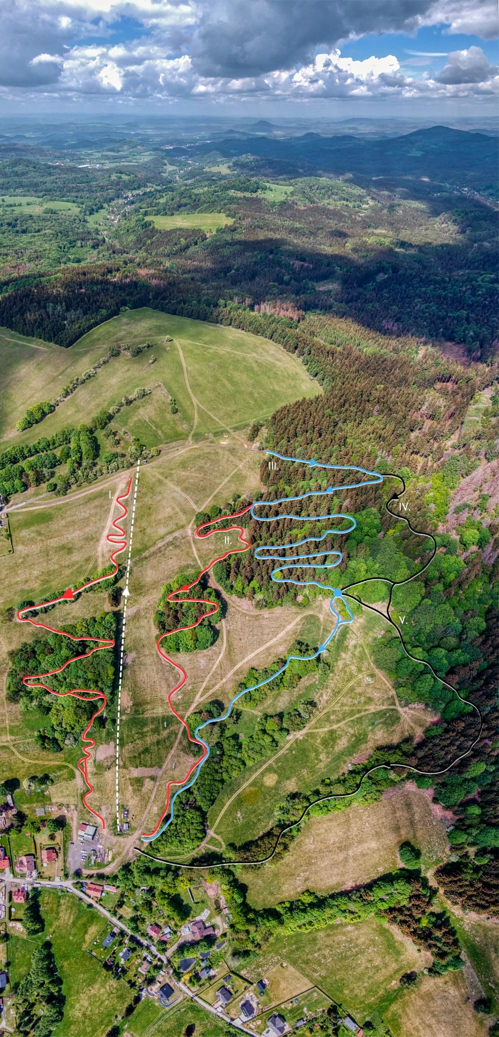 Mapa bikeparku Polevsko